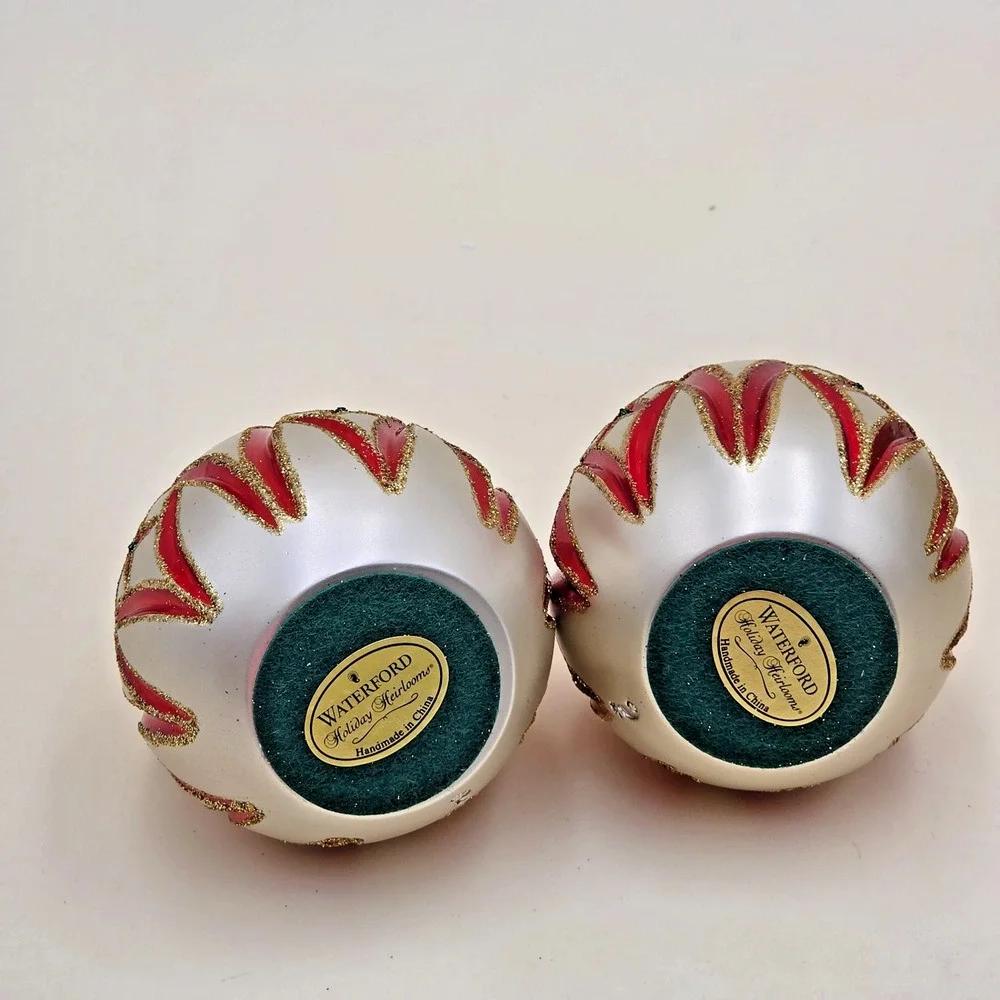Waterford Holiday Heirlooms Cashel Candlestick Holders Red Green Pair New in Box
